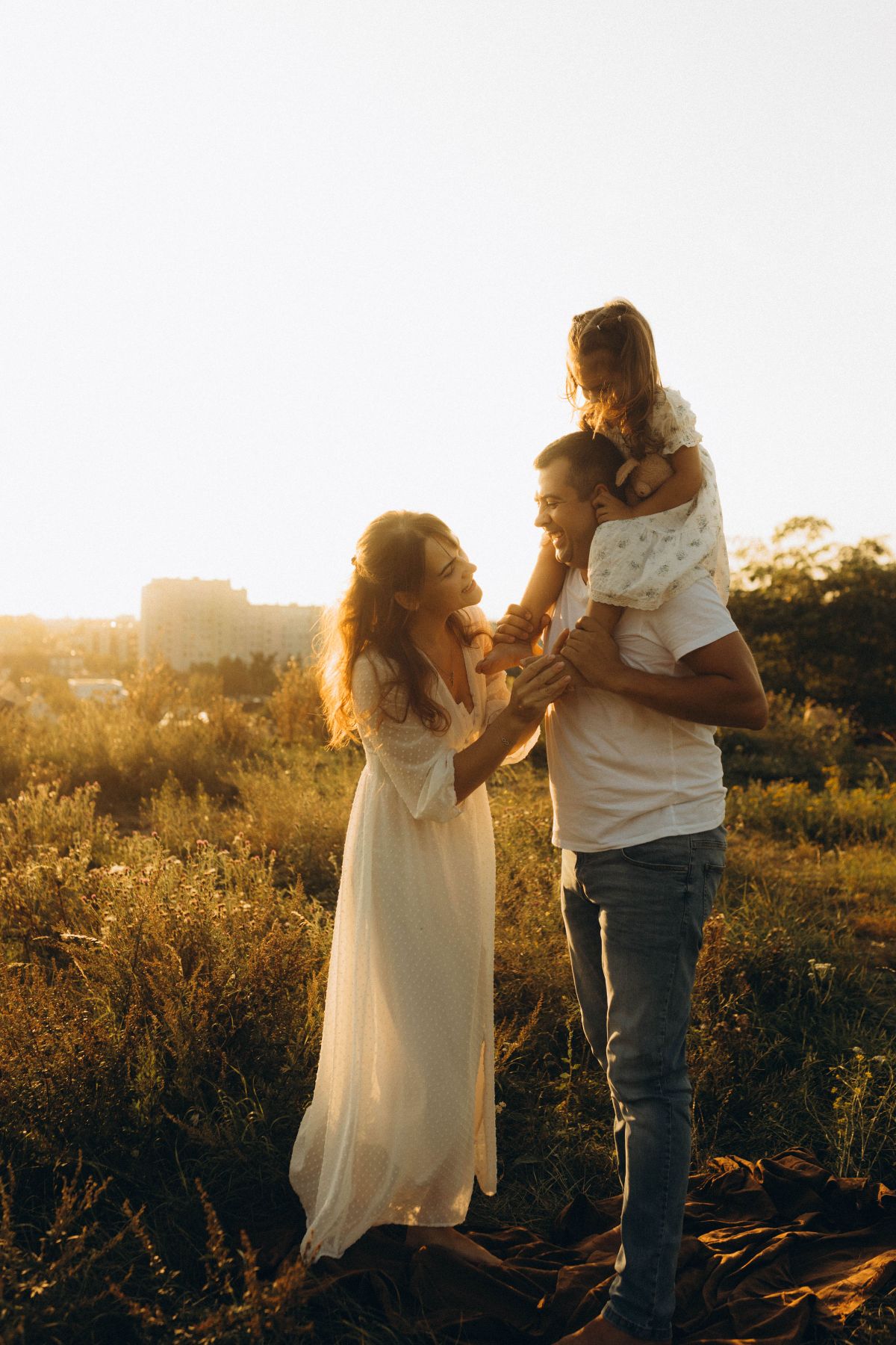 A family together outdoors, healthy and at ease